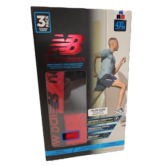 New Balance Men's Athletic Mesh Boxer Briefs Size 4XL 3 Pack NIB Multicolor - Picture 1 of 7